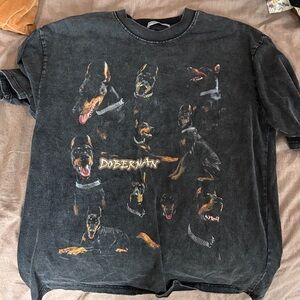Oversized Doberman Graphic T-Shirt - Black